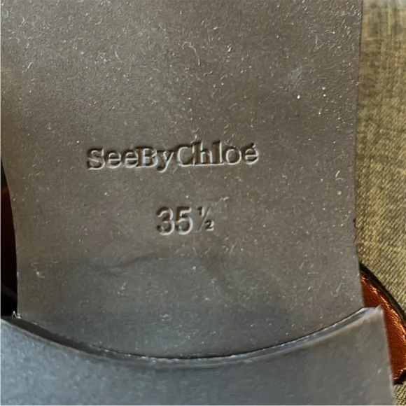 See by Chloe sandals LYNA flat black leather buckle 35.5 new - Picture 12 of 13